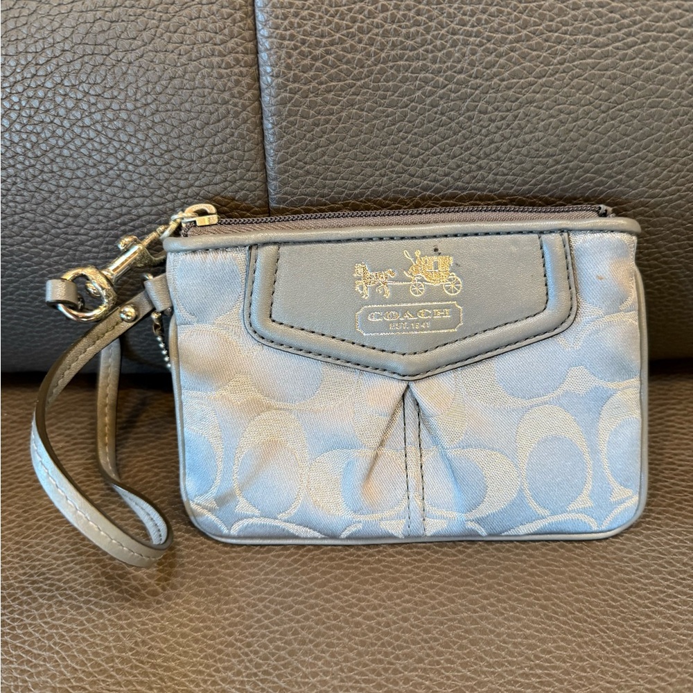 Coach Silver Wristlet with Gold Details